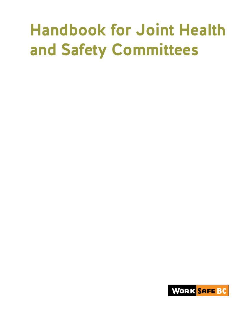 WorkSafe BC Health And Safety Committee Handbook